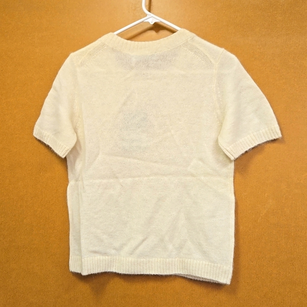 Everlane Size S Ivory Alpaca Wool Blend Knit T-Shirt - Picture 4 of 8